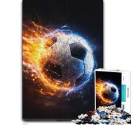 Fire Ice Element Football Poster Jigsaw Puzzle for Adults, 1000 Pieces | Section-by-section building: a simple way to organise the image at home.