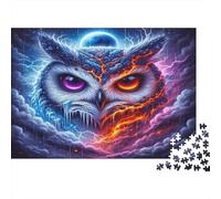 Fire Ice Owl Fantasy 1000pc Jigsaw with Perfect Snap Fit Colourful Jigsaws for An After-school Puzzle Activity for Children And Parents 70x50cm/1000pcs