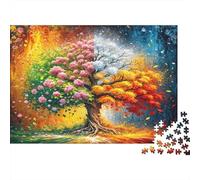 Fire Ice Tree Jigsaw Puzzle Dual Season 1000Pc Recycled Paper Adults Jigsaws Fun Game Exercising Hands-on Skills Home Decoration Great Gift Idea 38x26cm/1000pcs