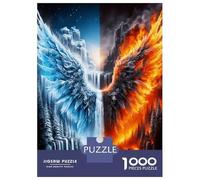 Fire Ice Wings 1000pc Premium Jigsaw Puzzle Elemental Dual Power Puzzle for Adults Sturdy Cardboard Couple Puzzle Partners Ultra Difficult Home Activity 38x26cm/1000pcs