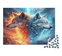Fire Ice Wolf Jigsaw Puzzles Dual Wolves 1000Pc Recycled Paper for Adults Puzzle Fun Challenging Game Family Educational Gift Age 12 Years Up 70x50cm/1000pcs