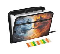 Fire Ice Wolf Watercolor Expanding File Folder A4,13 Pockets File Organiser, Paperwork A4 Plastic Wallet Document Storage Expander for School,Office and Home