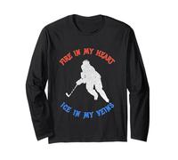 Fire in My Heart, ice in My Veins Hockey tee Long Sleeve T-Shirt