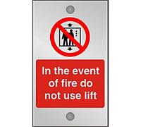 Seco in The Event of Fire Do Not Use Lift Sign, 120mm x 200mm - 5mm Clear Acrylic with Stand Off Fixings