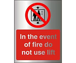 Fire Information Sign Do Not Use Lift Adhesive Aluminium 20 x 15 cm