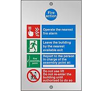 Fire Information Sign Fire Action Adhesive Acrylic 20 x 15 cm
