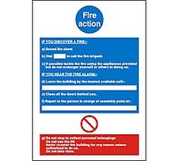 Fire Information Sign Fire Action Adhesive Plastic 20 x 15 cm