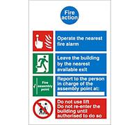 Fire Information Sign Fire Action Adhesive Vinyl 20 x 15 cm