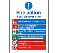 Fire Information Sign Fire Action Adhesive Vinyl 30 x 20 cm