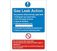 Fire Information Sign Gas Leak Adhesive Plastic 20 x 15 cm
