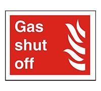 Fire Information Sign Gas Shut Off Adhesive Plastic 15 x 20 cm