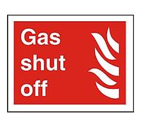 Fire Information Sign Gas Shut Off Adhesive Vinyl 20 x 30 cm