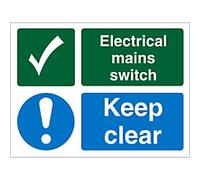 Fire Information Sign Mains Switch Adhesive Plastic 15 x 20 cm