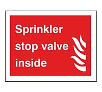 Fire Information Sign Sprinkler Stop Valve Inside Adhesive Plastic 15 x 20 cm