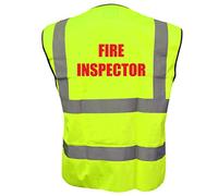 Fire Inspector Yellow High Visibility Hi Vis Viz Vest Safety Waistcoat, Printed By Brook Hi Vis Medium