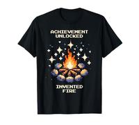 Fire Invented | Pixel Art Stone Age Retro Gaming Caveman T-Shirt
