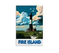 Fire Island New York Vintage Travel Wall Poster Home Decor Wall Art Hanging Picture Print Bedroom Decorative Room Aesthetic 08x12inch(20x30cm)