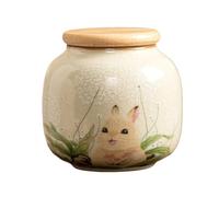 Fire Kirin 9oz Small Ceramic Tea Canister with Airtight Lid - Adorable Animal Design Storage Jar for Loose Leaf Tea, Coffee, Sugar, Cookies - Decorative Kitchen & Pantry Organizer (Bunny-B)