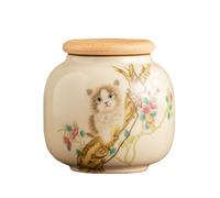 Fire Kirin Ceramic Tea Canister 9 oz with Airtight Lid, Adorable Animal Design Storage Jar for Loose Leaf Tea, Coffee, Sugar, Cookies, Decorative Kitchen Organiser and