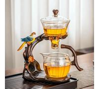 Fire Kirin Lazy Kungfu Glass Tea Set Semi Automatic Glass Teapot Set Drip Rotating with Infuser Heat-resistant Tea Pot (Transparent, Teapot(only))