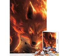 Fire Kitsune Fox Jigsaws for Adults1000 Pieces Gifts for Women Men Difficult Challenge Home Decoration Toys for Age 14+ Game (38x52cm)