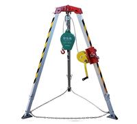 Fire Lifting Safety Rescue Tripod - Heavy-Duty Industrial Tripod for Confined Spaces - Adjustable Feet Derrick Crane Rescue Kit (2600LBS Winch)
