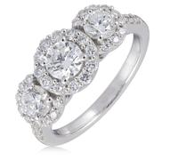 Fire Light 1.33ct Lab Grown Diamond Halo Trilogy Ring 9ct Gold 9CT WHITE GOLD SIZE N