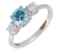Fire Light 1.5ct Lab Grown Blue Diamond Trilogy Ring Platinum