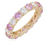 Fire Light 1.5ct Lab Grown Diamond Pink Sapphire Eternity Ring 9ct... 9CT YELLOW GOLD SIZE N