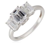 Fire Light 3ct Lab Grown Diamond Emerald Cut Trilogy Ring Platinum PLATINUM SIZE P