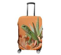 Fire Lizard on Succulents Travel Luggage Cover Stretchable Airplane Suitcase Protector Sleeve Universal Washable Fit for 19-32 Inch Checked Baggage,Water Resistant Durable Luggage Protector X-Large