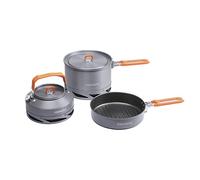Fire-Maple Feast Heat Exchanger Set | Compact Camping Cookware Kit | Nested Design | Contain with a Pot, Kettle and Non-Stick Frypan | Ideal for Fishing, Picnic and Camp use