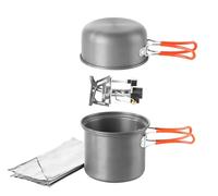 Fire Maple FMC-207 Camping Pot Stove Cookset - 348g Backpacking Pot Set with Torch Stove & Windshield, Foldable Backpacking Cooking Set Pots for 1 Person