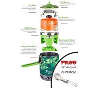 Fire-Maple FMS-X2 Ultralight Compact Windproof Cooking Jet Boiler Stove | Titanium Spork Piezo Ignition Support & Stand (Green | 2200W)