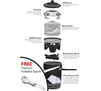 Fire-Maple FMS-X2 Ultralight Compact Windproof Cooking Jet Boiler Stove | Titanium Spork Piezo Ignition Support & Stand (Black | 2200W)