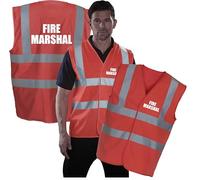 Fire Marshal Front & Back Printed Hi Vis Vest Fire Department High Visibility Safety Vest Reflective Waistcoat Workwear Fire Fighters Uniform Gift Unisex Vest Top(XL, Red)