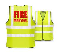 Fire Marshal Vest Hi Vis High Visibility Printed Safety Viz Waistcoat
