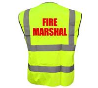 Fire Marshal Yellow High Visibility Hi Vis Viz Vest Safety Waistcoat, Printed By Brook Hi Vis Medium
