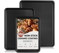 Fire More 3 Pack Baking Trays for Oven, 0.8mm Thick Nonstick Cookie Sheets for Oven, Heavy Duty Baking Sheet Pan Sets with Diamond Texture, Half/Quarter/Jelly Roll Pans