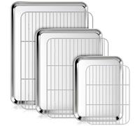 Fire More Baking Tray with Cooling Rack (3 Pans + 3 Racks), Stainless Steel Baking Tray Set for Oven, Oven Tray for Baking, Roasting and Easy to Clean