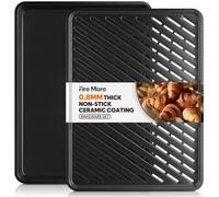 Fire More Carbon Steel Non-Stick Baking Tray with Cooling Rack - 44.5 x 33 x 2.5 cm Oven Tray for Baking & Cooking, 0.8mm Thick Sheet Pan Easy to Clean