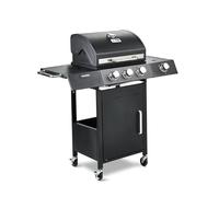 Fire Mountain Cascade 4 Burner Gas BBQ Black with Side Burner Cast Iron Grill Outdoor Barbecue for Garden Patio 51.5 x 37.5cm Cooking Area