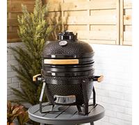 Fire Mountain 15" Mini Ceramic BBQ Kamado Grill - Egg BBQ, Fitted Cover, Portable Charcoal Barbecue Grill with Stand, Charcoal Barbecue, Oven and Smoker, Black