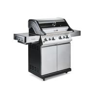 Fire Mountain Olympus 6 Burner Gas BBQ Side Burner | Stainless steel barbecue cast iron grill glass viewing lid built in temperature gauge extra large garden parties patio