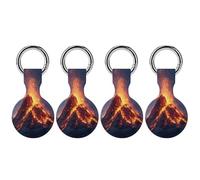Fire Mountain Volcanic Eruption Cute Keychain Holder Case Soft GPS Tracker Cover Silicone Shell Protective Compatible for AirTag
