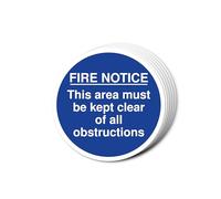 Fire Notice This Area Must Be Kept Clear Of All Obstructions Signs 80mm x 80mm Multi Pack Strong Adhesive Vinyl Stickers for Fire Door Safety (6)
