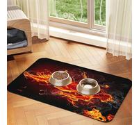 Fire Nude Woman Flame print Cats Pet Bowl Placemat Pet Feeding Mats for Dogs, Non-Slip PU Leather Tablecloth for Pets