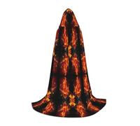 Fire Nude Woman Flame Print Hooded Wizard Robe Halloween Cloak Medieval Renaissance Cosplay Christmas Party Outfits