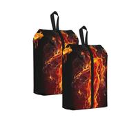 Fire Nude Woman Flame Print Waterproof Shoe Bag Travel Bag with Carry Strap Storage Bag Versatile Cosmetic Bag-2pcs
