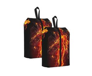 Fire Nude Woman Flame Print Waterproof Shoe Bag Travel Bag with Carry Strap Storage Bag Versatile Cosmetic Bag-2pcs